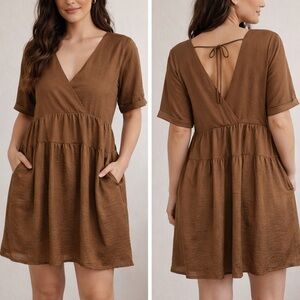 NWT Black Tape_ Brown Short Sleeve Dress SIZE M